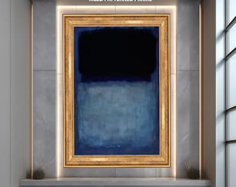 Lámina decorativa minimalista azul abstracta para pared, póster de pintura moderna azul marino oscuro, obra de arte contemporánea de campo de color para la decoración de la sala de estar.