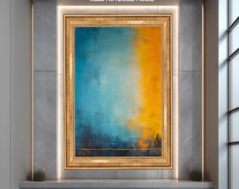 Abstract Blue and Yellow Wall Art Print, Modern Minimalist Print Poster, Contemporary Color Field Artwork for Living Room Decor