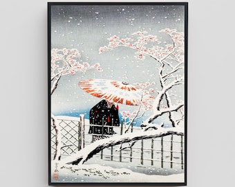 伊藤深水作「吹雪」日本美術版画、木版画、ジクレー、版画、美術