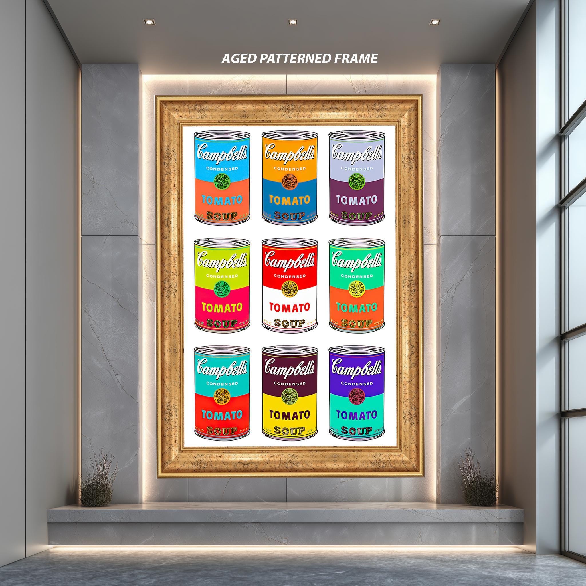 Colorful Pop Art Soup Can Wall Print, Retro Kitchen Poster, Andy