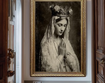 シメオネ作「天国の女王聖母マリア」アートプリント絵画 - 8 x 10