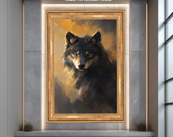 Wolf Wall Art Print, Majestic Animal Portrait Poster, Wild Nature Wildlife Print, Rustic Forest Spirit Artwork for Home Decor
