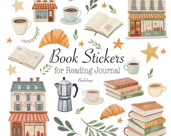 Paris Cafe Buchliebhaber Digitale Aufkleber: Cozy Journaling (PNG)