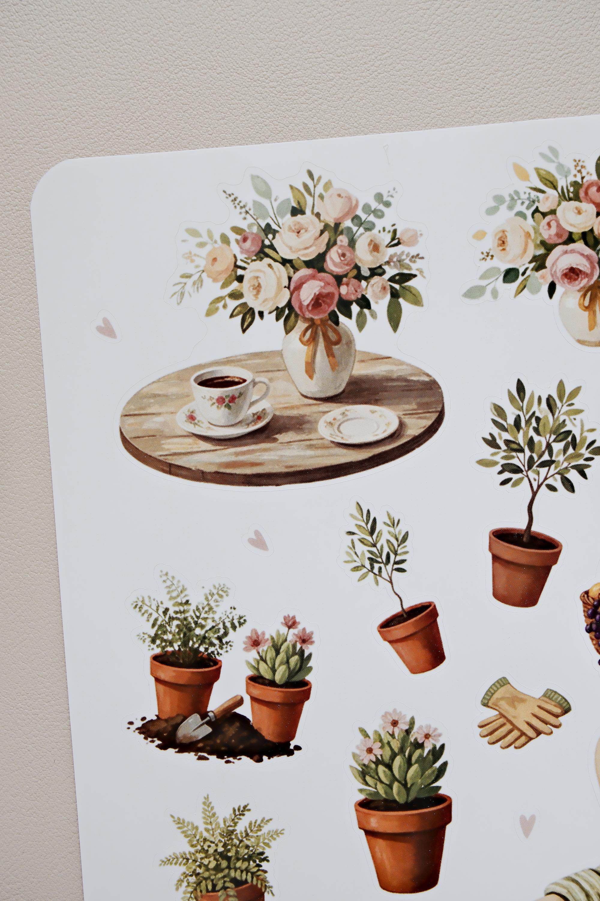 Cozy Garden A5 Sticker Sheet – Watercolor Cottagecore Planner Journal ...