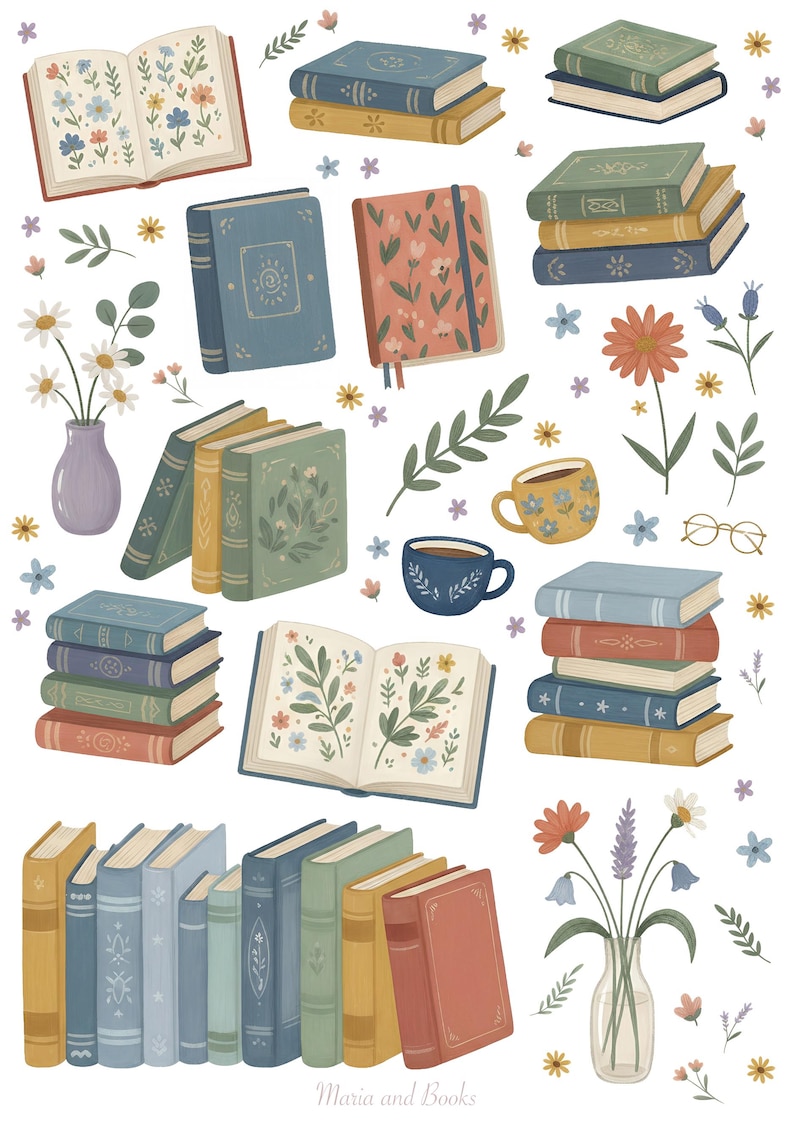 Sticker Book Decorations Colorful Books Stickers Bundle · Part I & Part II - Etsy