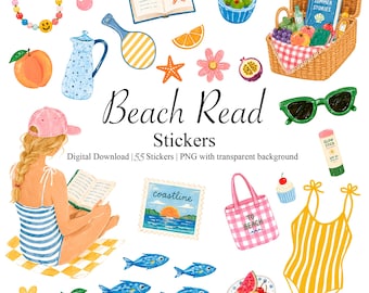 Beach Read Stickers | Hand-Painted Summer Vacation Planner (Digital Download)