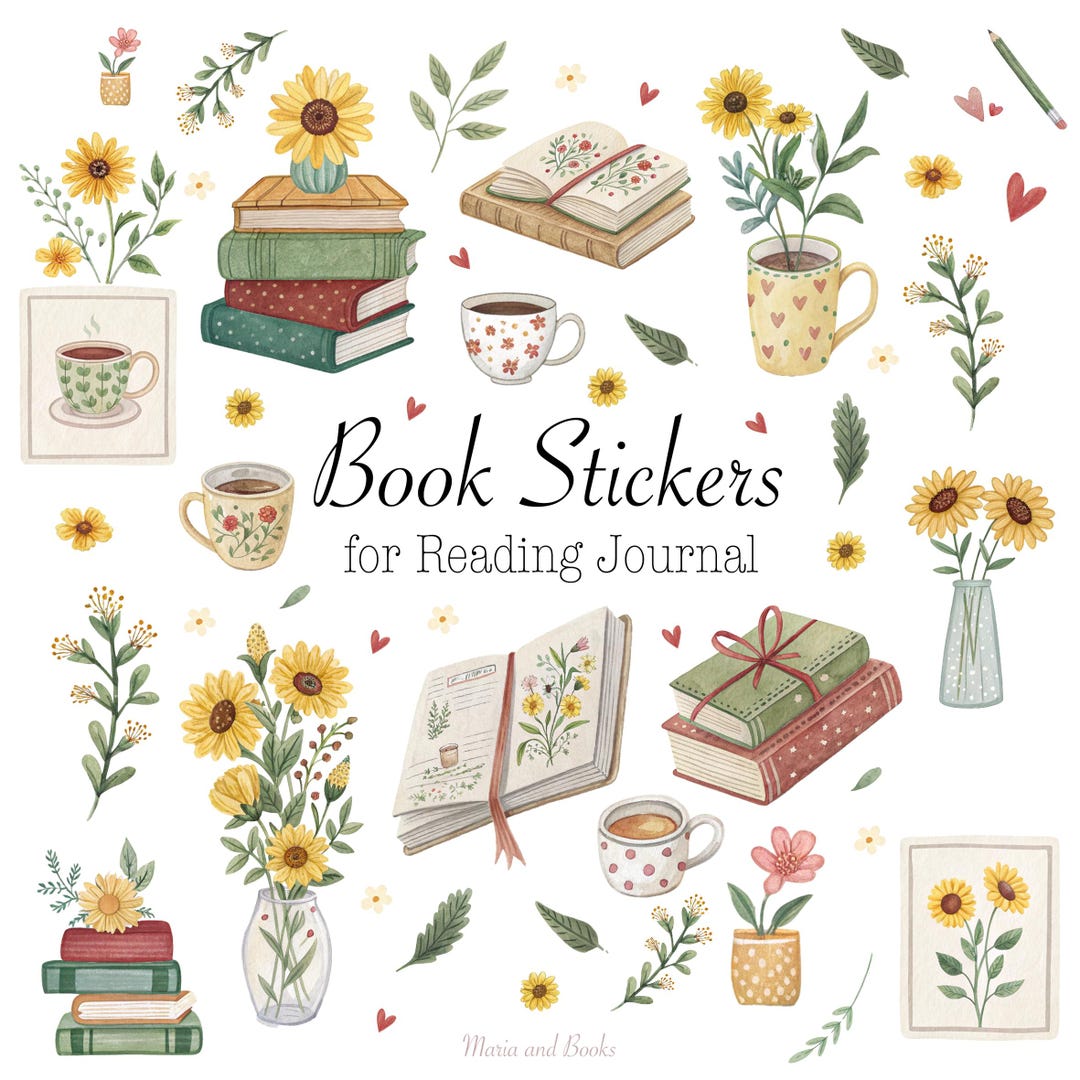 Book Lover Digital Stickers | Cozy Reading Journal Stickers for ...