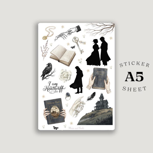Gothic Book Stickers A5 | Wuthering Heights Inspired | Dark Romance