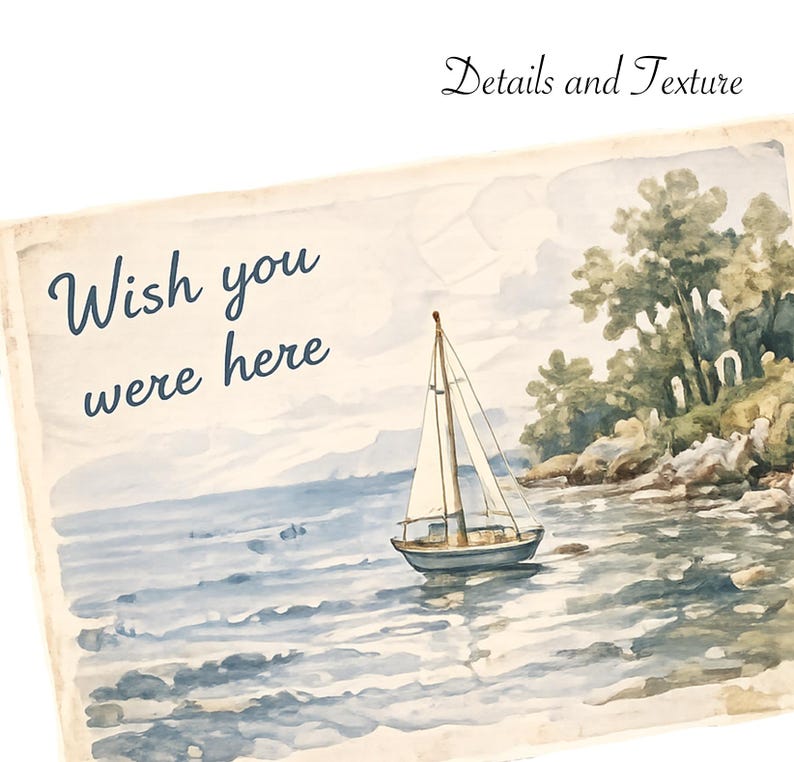 Watercolor seaside postcard sticker with soft vintage texture
Large summer reading sticker sheet with cottagecore and book lover elements