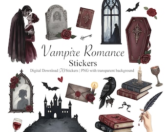 Vampir Romantik Aufkleber | Gotisches Laken | Vampir-Bücher PNG