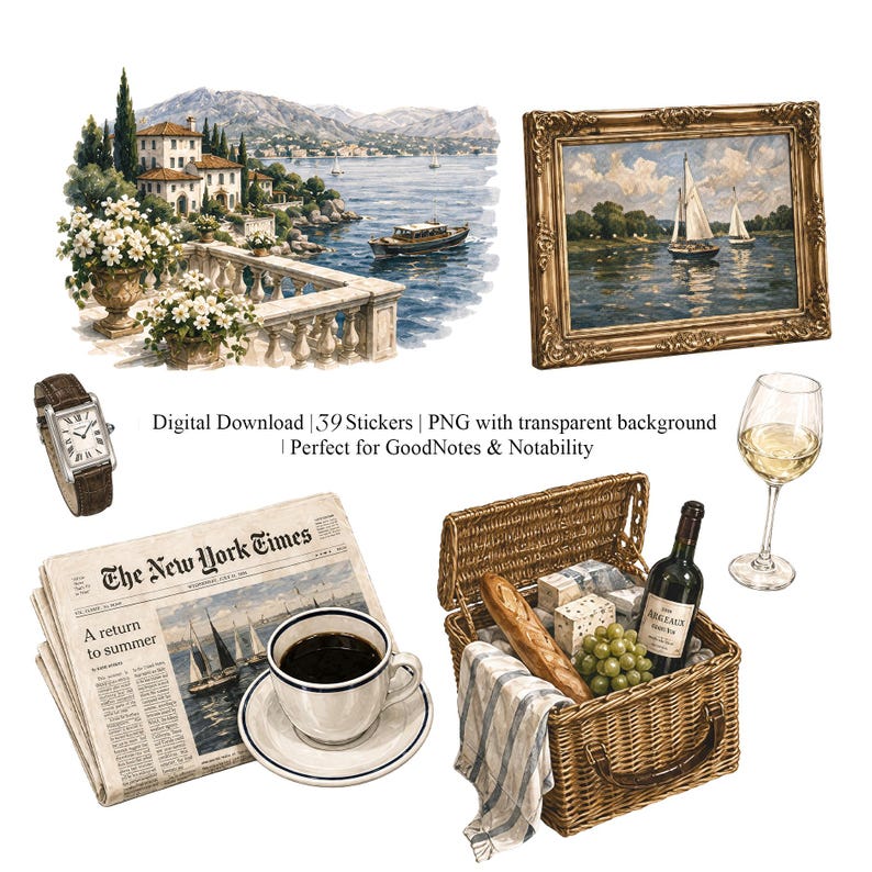 Quiet luxury digital stickers for GoodNotes and journaling