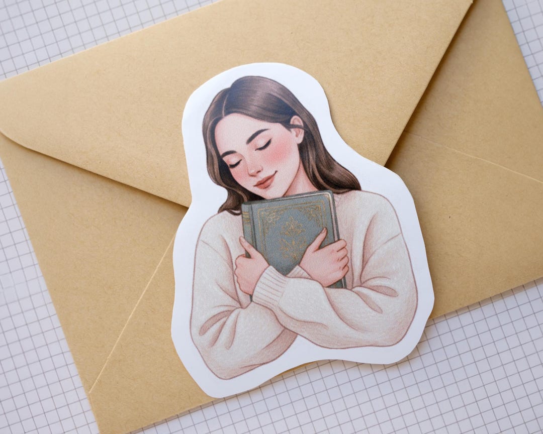 Cozy Reading Girl Sticker, Book Lover Matte Vinyl Art, Journal Planner ...