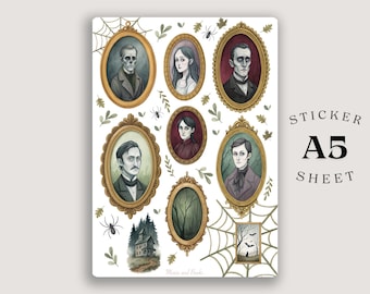 Gothic Portraits Sticker Bogen: Verwunschene viktorianische Bilderrahmen (A5)