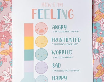 How I Am Feeling Emotions, Emotions Thermometer, Facial Expressions, Kids, Children's Emotions, Children, PDF, Instant Download, Sad, Happy