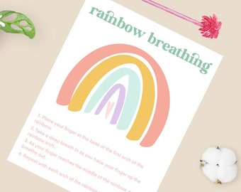 Rainbow Breathing, Breathing Techniques, Breathing Technique for Kids, Children, PDF, Instant Download, Breathing, Calm Down, Destress