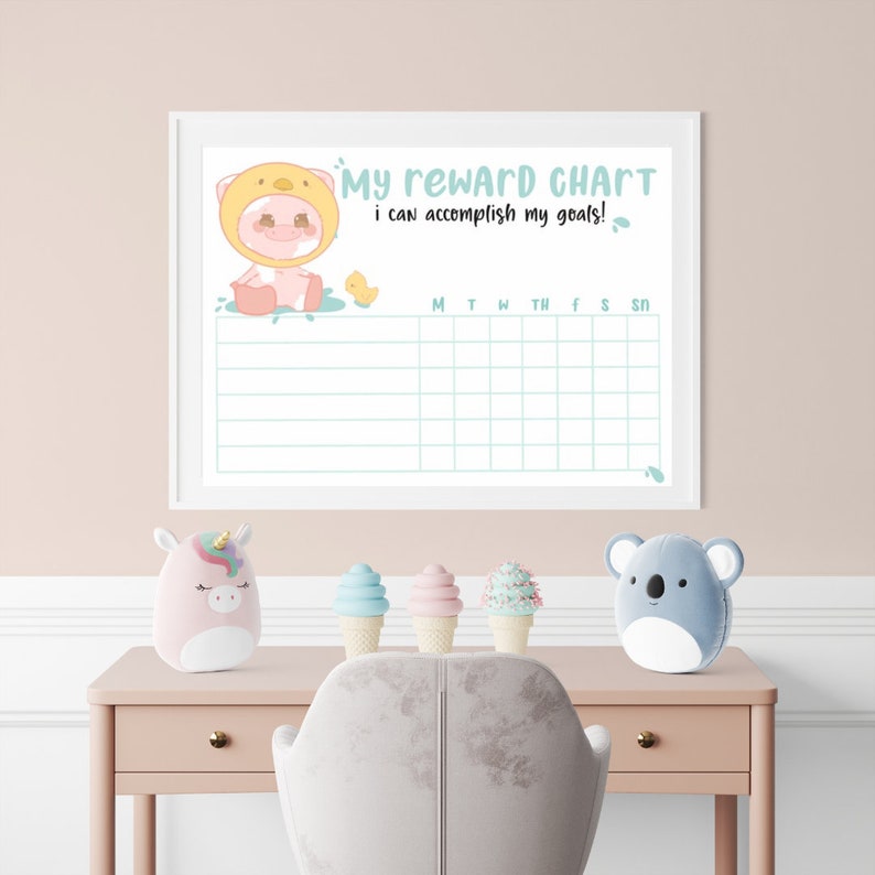 My Reward Chart for Kids, Reward Chart,daily Weekly Routine,responsibilities Chart, Pastel, Pig ...