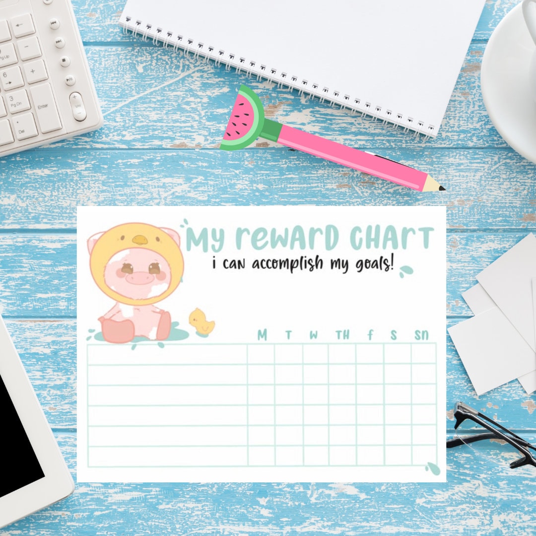 My Reward Chart for Kids, Reward Chart,daily Weekly Routine,responsibilities Chart, Pastel, Pig ...
