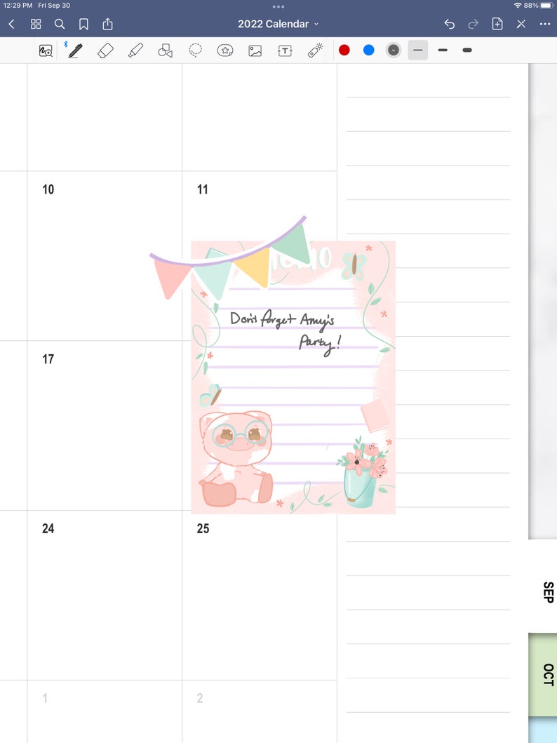 Floral Pig Kawaii Pack for Digital Planner Pink GoodNotes5 Pre-cropped Stickers PNG Stickers iPad Stickers Cute Digital Planning image 6