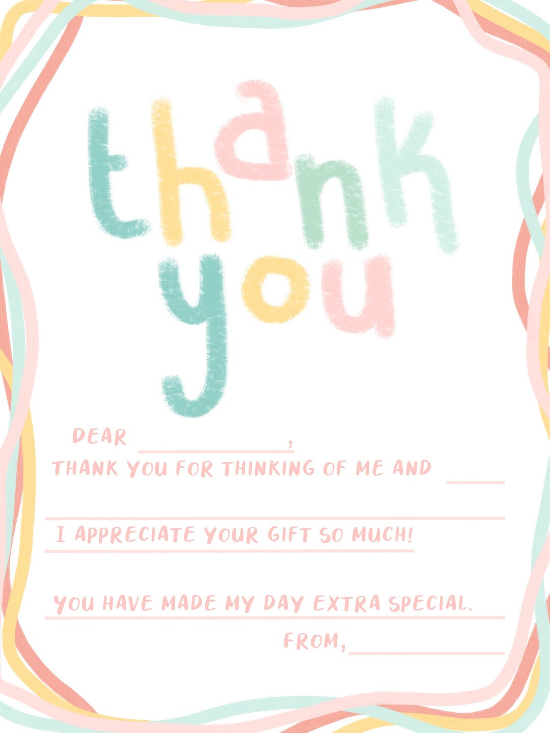 Thank You Cards Printable Stationary Notepads Memo Sheets - Etsy