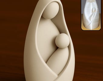 Minimalist Virgin Mary with Baby Jesus 3D Model | STL File for 3D Printing | Modern Nativity Figurine | Religious Decor | Digitally Download