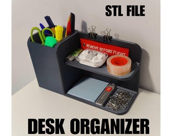 Desk Organizer STL File | Modular Desktop Organizer for 3D Printing | Office Storage STL | Pen Holder & Tray | Digital Download