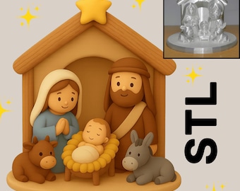 STL-bestand kerststal | Afdrukbare kerststal | Kerst 3D-model | Feestdecoratie | Digitale download Pesebre | Cijfers