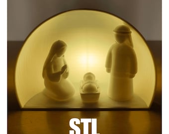 STL-bestand kerststal | Afdrukbare kerststal | Kerst 3D-model | Feestdecoratie | Digitale download Pesebre | Cijfers