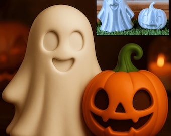Halloween Ghost and Pumpkin STL Files | 3D Modell Halloweene Decor | Cute Spooky Figurines for Halloween Display and Home Decoration