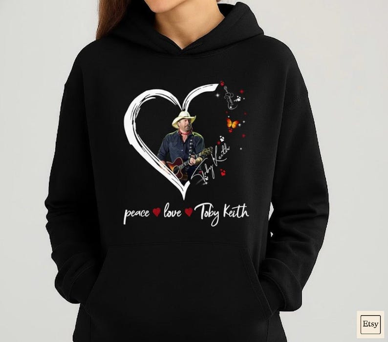 Peace Love Toby Keith Heart Hoodie, Cute Country Music Fan Sweatshirt ...