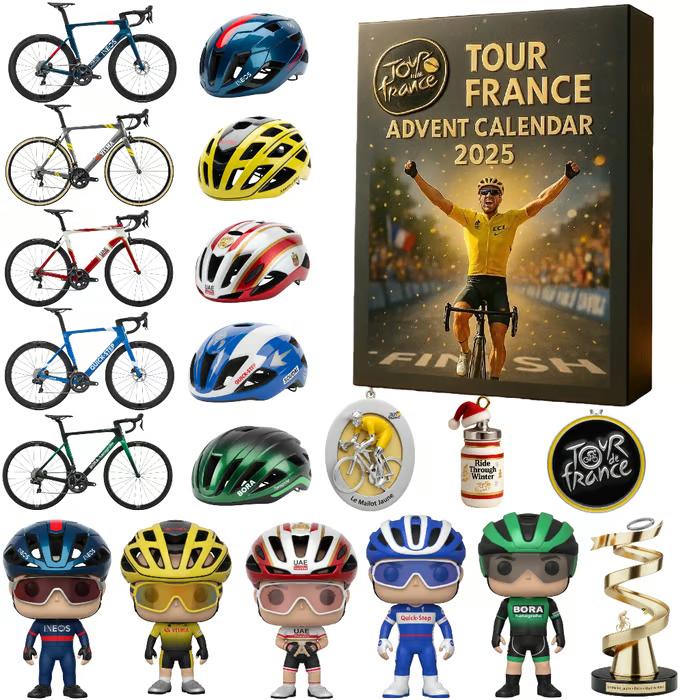 Discover Tour de France Advent Calendar 2025, 24 Days of Cycling Bike & Helmet Ornament Set, Christmas Gift for Cyclists and Race Fans