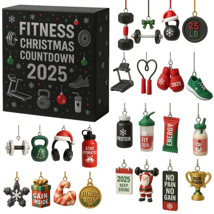 Discover Fitness Christmas Countdown 2025, 24 Days of Gym Workout Ornaments, Health Bodybuilding Gift for Trainer Athlete Men Women