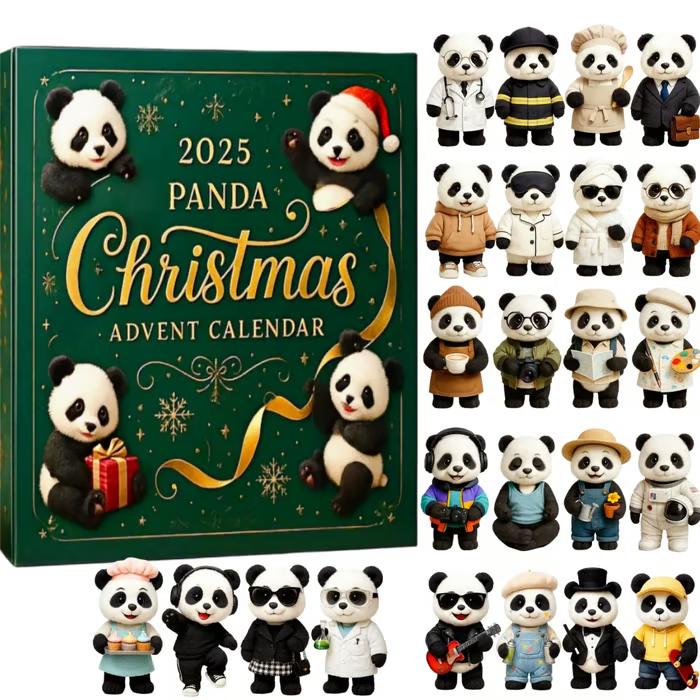 Discover Panda Christmas Advent Calendar 2025, 24 Days of Cute Bear Figurines, Gift for Panda Lovers Kids and Animal Enthusiasts