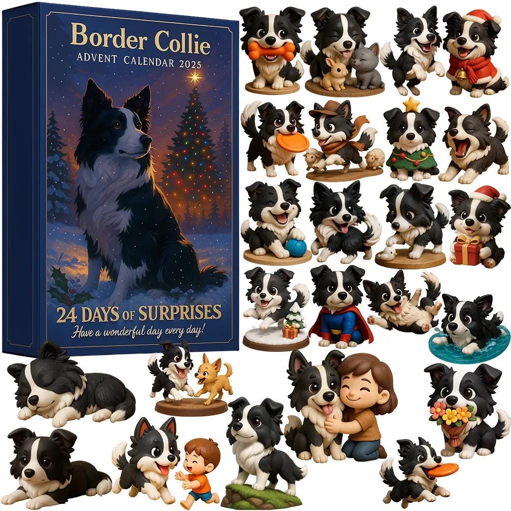 Discover Border Collie Advent Calendar 2025, 24 Days of Herding Dog Collectibles, Cute Pet Christmas Countdown Gift for Border Collie Owners