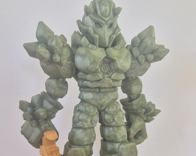 3D Printed Articulated Crystal Warrior Figure With Sword