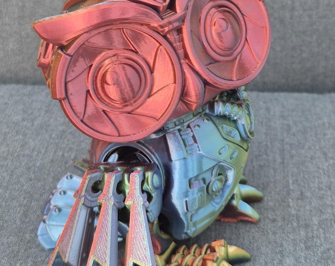 3d Printed Articulated Steampunk style Cyber Owl.