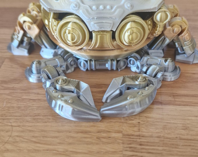 3D Printed |Robot Crab fidget articulated figurine with storage box shell.