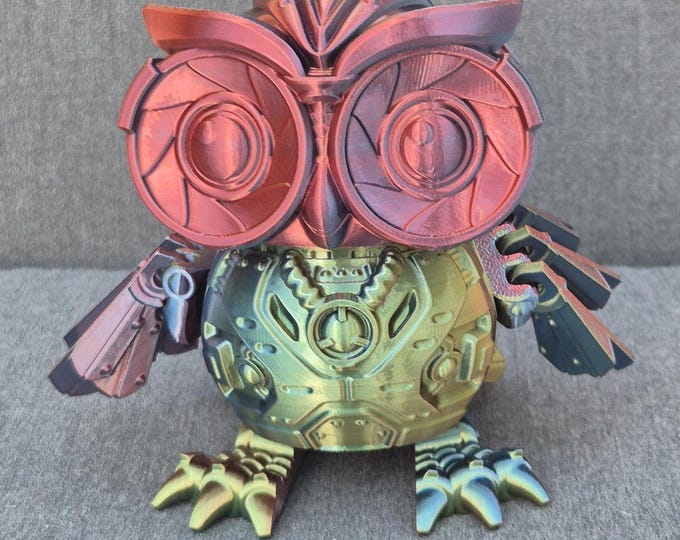 3d Printed Articulated Steampunk style Cyber Owl.