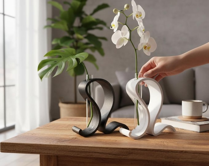 3D Printed Single Stem Vase | Modern Minimalist Desk Decor