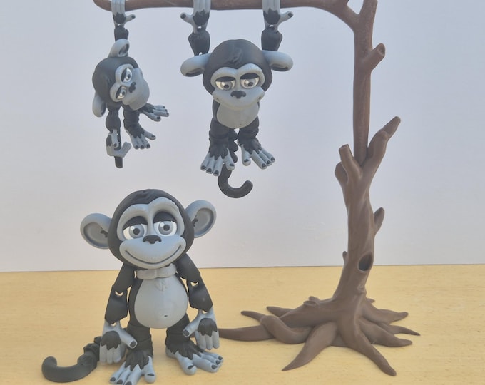 3D Printed Monkey Figurine - Articulated gift for Primate Lovers