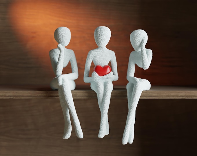 3D Printed NObody Shelf Figures – Abstract Sculpture Set | Modern Home Decor | Valentines