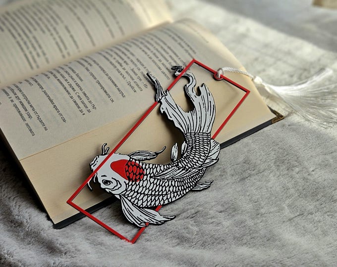 Tancho Koi Bookmark Japanese Art-Inspired Koi Carp Gift for Books Journals