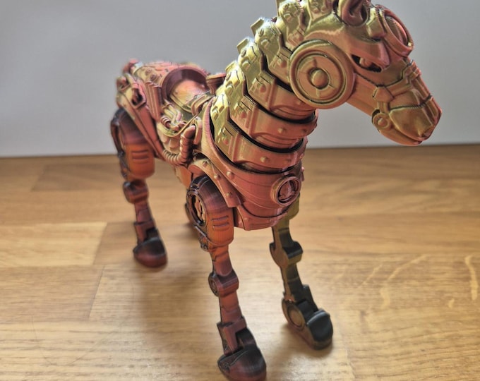Cyber Horse/unicorn Figurine – Futuristic Mechanical Stallion