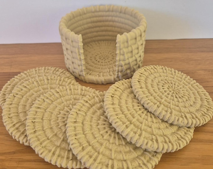 3D Printed Wicker-Style Coaster Set