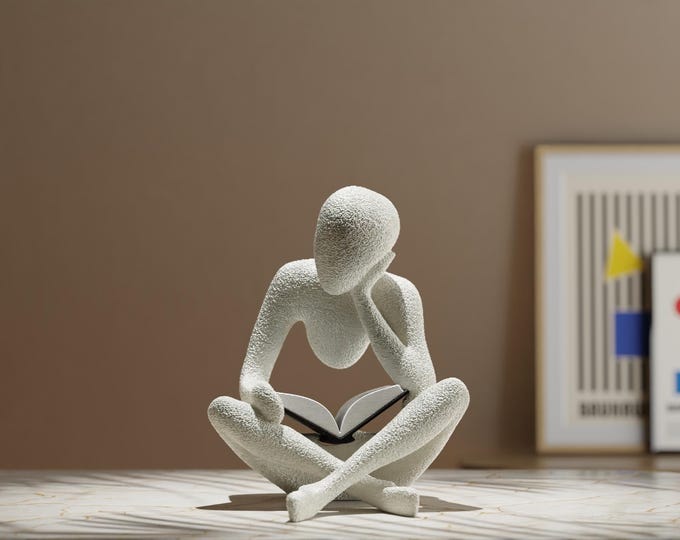3D Printed Bookshelf Decor Reading Figurine – Minimalist Reader Statue