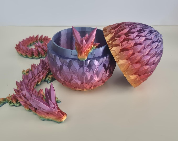Articulated Crystal Dragon and Egg: 3D Printed Fidget Toy