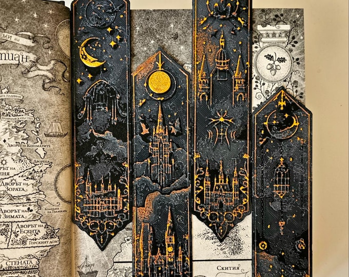 Gothic Castle Magical Bookmarks | 3D-Printed Set Inspired by Hogwarts