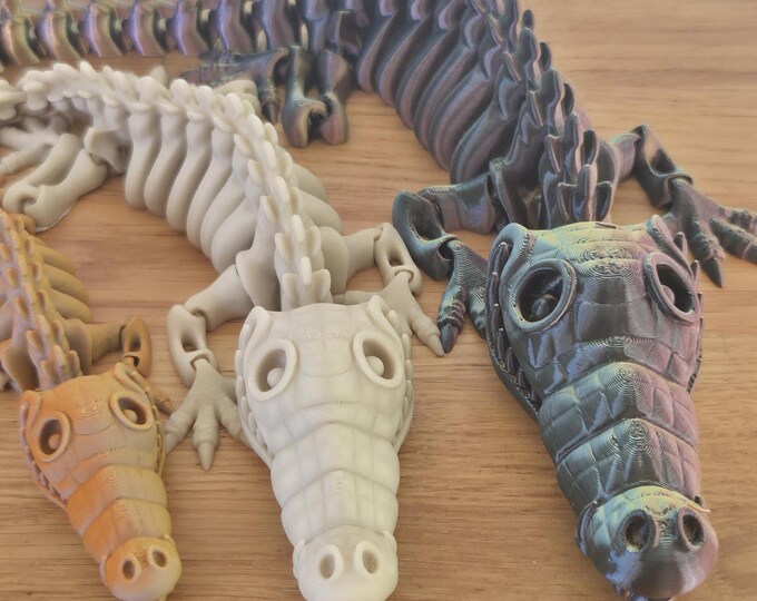 3D Printed Articulated Fossil Crocodile Skeleton fidget