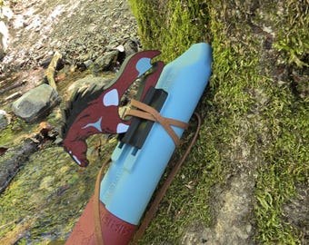 Flauto drone nativo americano Fa# 432Hz – Stampato in 3D | Strumento per meditazione e terapia del suono | Blocco animale Orso Cavallo Aquila