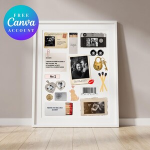 Redigerbar anpassad tändsticksask-affischmall, anpassad tändsticksask-konst, DIY Canva-jubileumspresent till pojkvän eller flickvän, Polaroidkollage