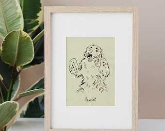 Handgetekend portret van houtskoolhuisdier – origineel kunstwerk van Photo